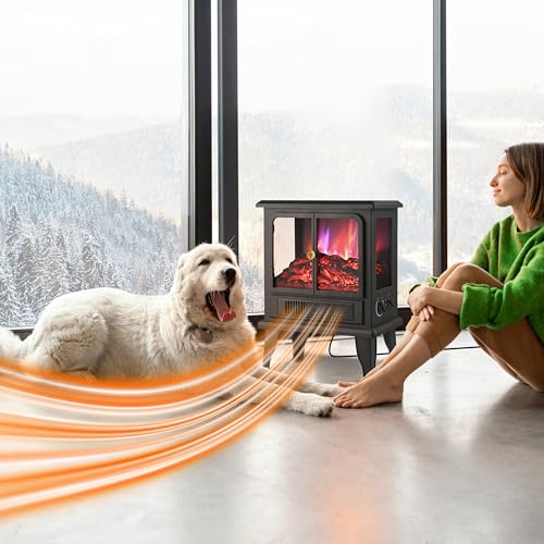 Techni Home Electric Fireplace Heater, Realistic Flame Effect, 1500W