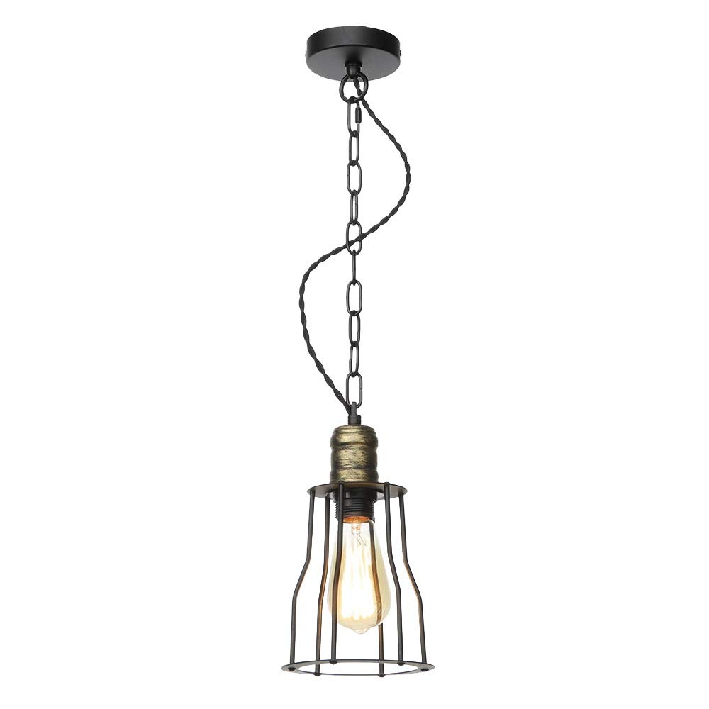 Ganeep Retro Vintage Pendant Light Black Iron Hanging Cage Vintage Led Lamp E27 Industrial Loft Retro Dining Room Restaurant Bar Counter