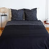 FINITION : 1 face total look zèbre et 1 face unie avec une bande imprimé sur le haut. Vous trouverez également des boutons sur le bas de housse de couette, ainsi que des fentes passe-mains sur le haut pour un gain de temps lors de l’installation de la couette.