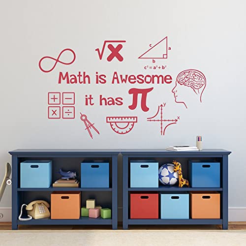 Rownocean Math Wall Decal, Math Is Awesome, Removable Vinyl Stickers For Classroom Students Math Teacher Gift, Mathematics Symbols Murals For Bedroom Study Room (26.8" X 16.5") #TOP4