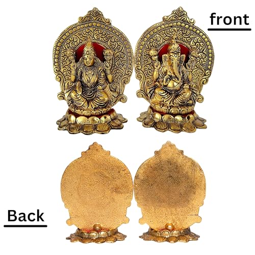 Estatua de Lakshmi y Ganesh en flor de loto decorativa miniatura 5