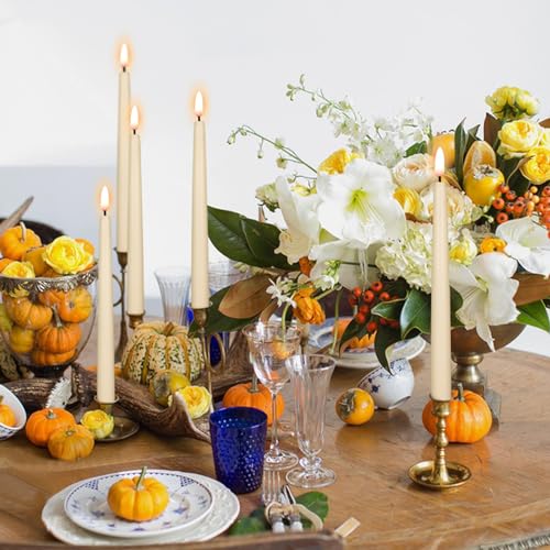 Image of Flameless Taper Candles Flickering with 3D Wick, LED Taper Candle with 10 Key Remote Timer, 6 Pack of Flameless Battery Candlesticks Real Wax for Home Wedding Decoration