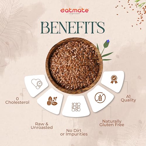 Image of Eatmate Flax Seeds (Alsi) 2-Pack | 1 Kg Each Jar | Total 2 Kg | Whole Raw Flaxseed | Plant Protein | Omega-3 Source | Ideal for Baking, Smoothies & Daily Use
