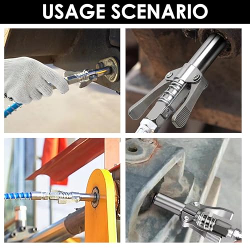 Ownkim High Pressure Grease Gun Coupler with Quick Release Lock-On, Grease Fitting Coupler, 11.8" Hose, 1/8" NPT Fitting - Image 4