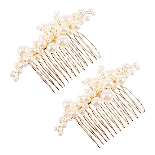 GANAZONO 2個新郎新婦用 珍珠ヘアコームクリップ 結婚式用 ヘアアクセサリ