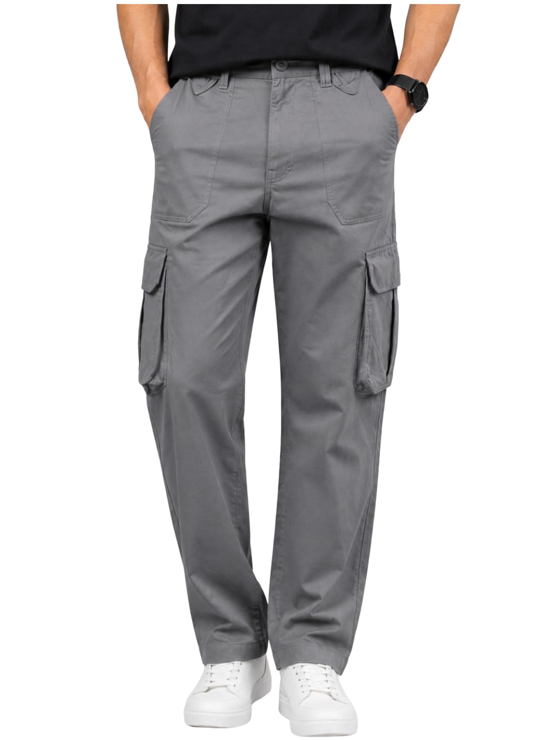 Men's Solid Cargo Pants | Multi Pocket Straight Fit Premium Stylish Comfortable Cargo for Men's-image-8