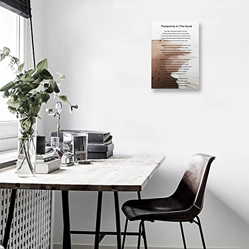 Footprints In The Sand Wall Art Religious Poem Wall Art Retro Canvas Framed Motivational Quotes Poster Painting Pictures Home Decor Framed (12X18 Inch) #TOP1