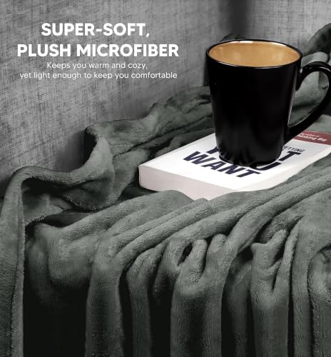 Image of SANMARINO Premium Solid Flannel Blanket for Single Bed | Super Soft Touch Plush Fleece Blanket | All Season Lightweight Yet Cozy Blanket for Bed,Sofa,Couch, Travel & Camping | 152 x228 cm (Grey)