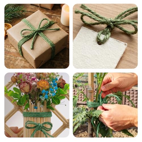 Image of 2Pack 2mm Natural Jute Twine String 1600 Feet Long Twine String for Crafting Gardening Gift Wrapping Macrame DIY Home Decor (Green-800Feet /Roll)