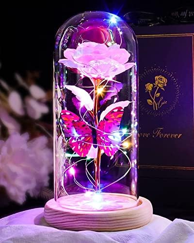 Beferr Gifts for Women Mom Birthday Gifts, Galaxy Glass Rose Fore...