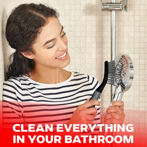 Image of KROYWEN Scrub Brush Set of 3pcs-Cleaning Shower Scrubber with Ergonomic Handle and Durable Bristles - Grout Cleaner Brush-Scrub Brushes for Cleaning, Bathroom /Shower /Tile /Kitchen /Floor /Bathtub /Carpet