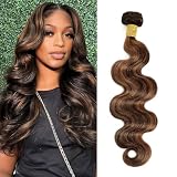 Ombre Human Hair Bundles P1/30 Body Wave Bundles Human Hair Highlight 1 Bundle 12 Inches 100% Unprocessed Brazilian Virgin Weave Human Hair Extensions