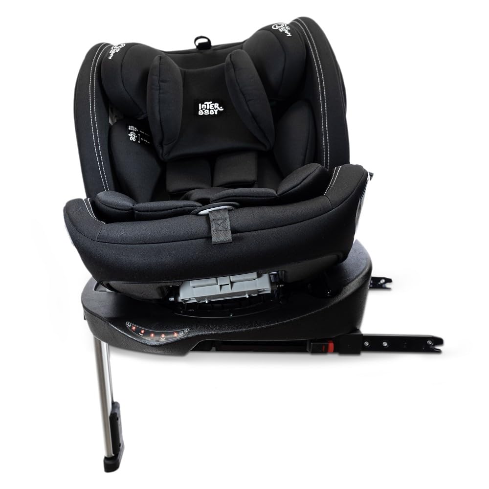 Interbaby Silla Coche Bebé PAX i-Size ISOFIX 360° Grupo 0+1+2+3 (Negro) | Silla auto giratoria 360 reclinable 40-150 cm, reductor recién nacido, protección lateral SPS, pata de apoyo