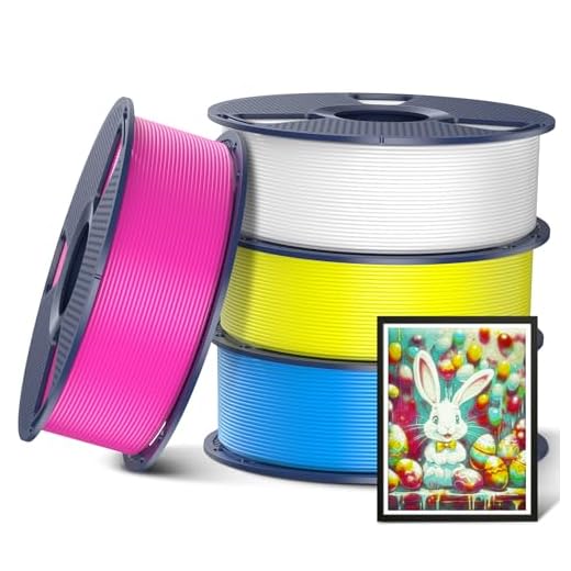 SUNLU CMYK 4KG 3D Printer Filament PLA Plus 1.75mm, SUNLU Neatly Wound PLA Filament 1.75mm PRO, PLA+ Filament for Most FDM 3D Printer, 1 kg Spool, 4 Packs, White+Magenta+Yellow+Cyan