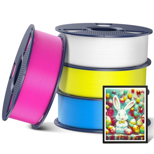 Image of SUNLU CMYK 4KG 3D Printer Filament PLA Plus 1.75mm, SUNLU Neatly Wound PLA Filament 1.75mm PRO, PLA+ Filament for Most FDM 3D Printer, 1 kg Spool, 4 Packs, White+Magenta+Yellow+Cyan