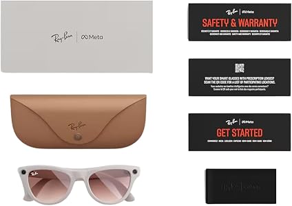 Ray-Ban Meta Glasses, Skyler, Shiny Chalky Gray, Clear to Sapphire