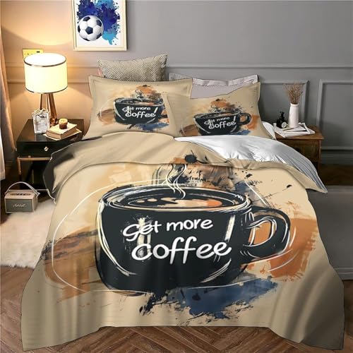 Art de la tasse à café housse de couette imprimé 3D microfbre 140x200 - 6