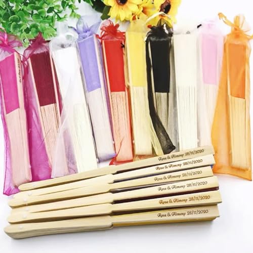 20 Abanicos Plegables Personalizados con Grabado De Boda, Abanicos De Boda con Nombre Personalizado For Invitados, Suministros Portátiles For Fiestas Y Bodas, Abanico De Mano, Decoración De