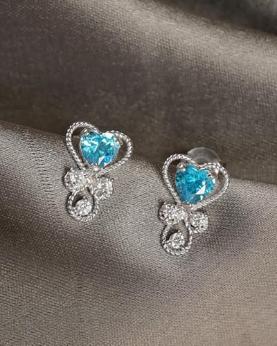 Image of CLARA 925 Sterling Silver Stud Earrings | Platinum Plated | Daily Wear |Gift for Women and Girls