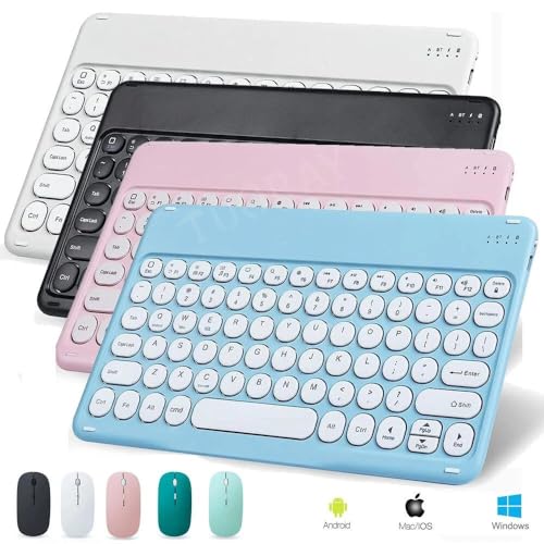 Image of KNB SELLING 1Pack, Wireless Bluetooth Keyboard and Mouse Combo, Multicolor Portable Small Slim Typewriter Compact Ergonomic Travel Wireless Keyboard Mouse for iPhone iPad Laptop Android etc.