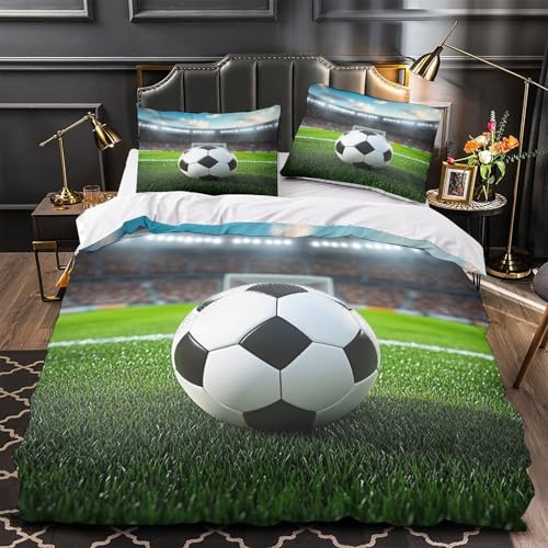 Housse de couette foot 200x200 microfibre avec motif scene de stade