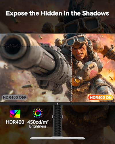 Image of KTC 27 Inch Gaming Monitor 200Hz, 1440P Monitor with Speakers, Up to 210Hz Computer Monitors Fast IPS 1ms, 131% sRGB, Adaptive Sync, Tilt /Swivel /Pivot /Height Adjustment, HDMI DisplayPort, White H27T6