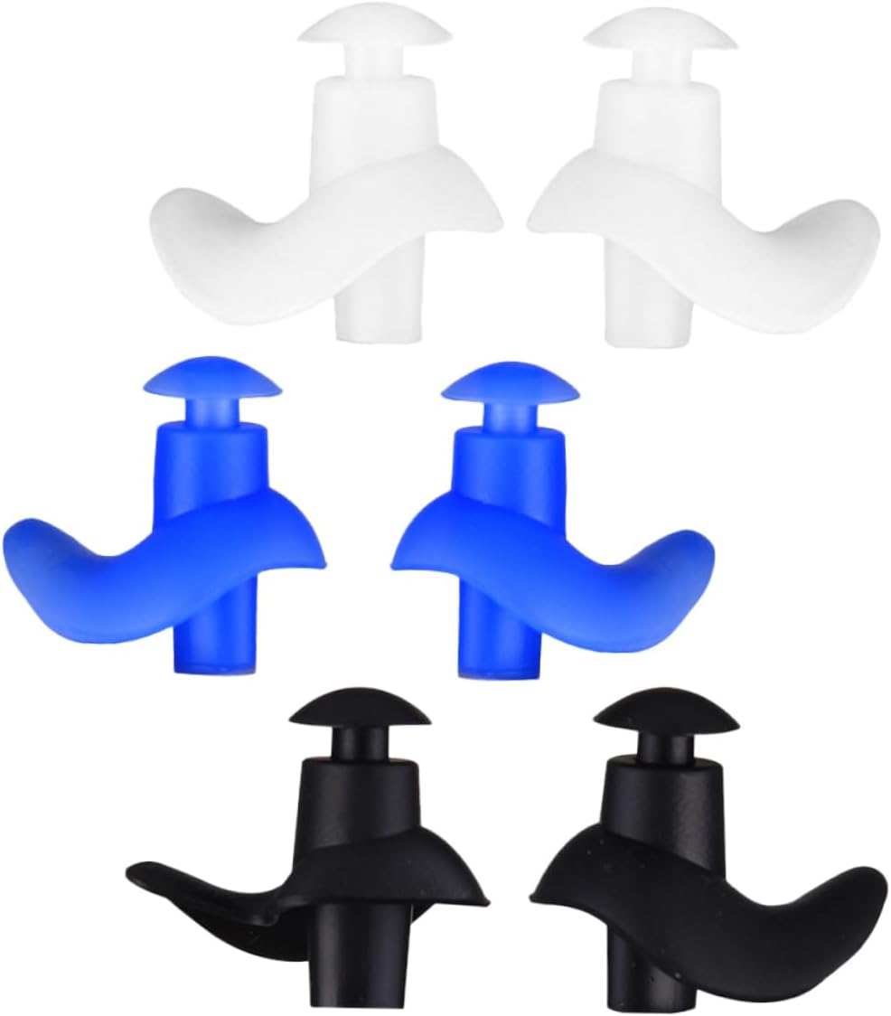 3pairs Silicone Swimming Earplugs for Adults and Boys and Girls Design for Diving and Water Activities Comfortable Fit Easy to Store Left Right Marked