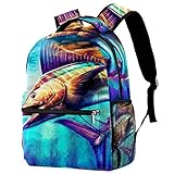 Lorvies Sailfish Jumping Painting Casual Rucksack Schulterrucksack Büchertasche für Schule Studenten Reisetaschen