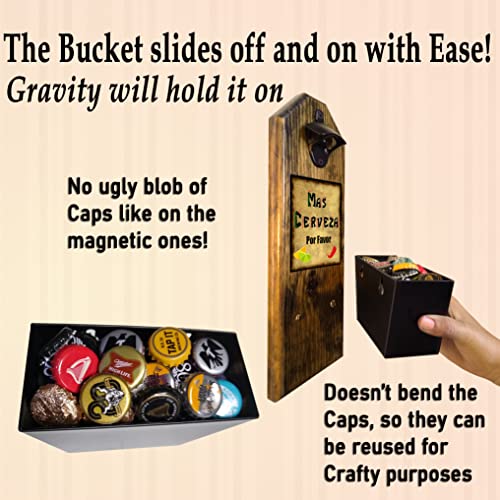2Nd Amendment 100% Real Wood Bottle Opener And Cap Catcher - Wall Mounted - Handcrafted By A Vet - Made Of 3/4 Thick Solid Pine, Rustic Sign Opener And Bucket - Great Usa Pro Gun, Patriot Unique Gift #TOP2