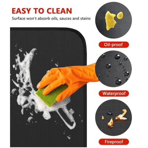 Tapis de barbecue réutilisable noir pour éliminer les taches de graisse - 6