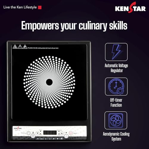 Image of Kenstar 1400 W Induction Cooktop Push Button (Black, IGNIS 14 1400 W)