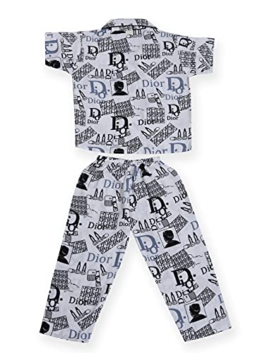Image of A Little Swag Cotton Printed Night Dress Soft Night Suit Sleepwear Nightwear Set Unisex Kids Wear