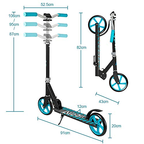 Albott Aluminium Kickscooter Roller Kinderroller Tretroller 200mm Wheel Scooter Pro City Scooter Klappbarer City-Roller… – Bild 3