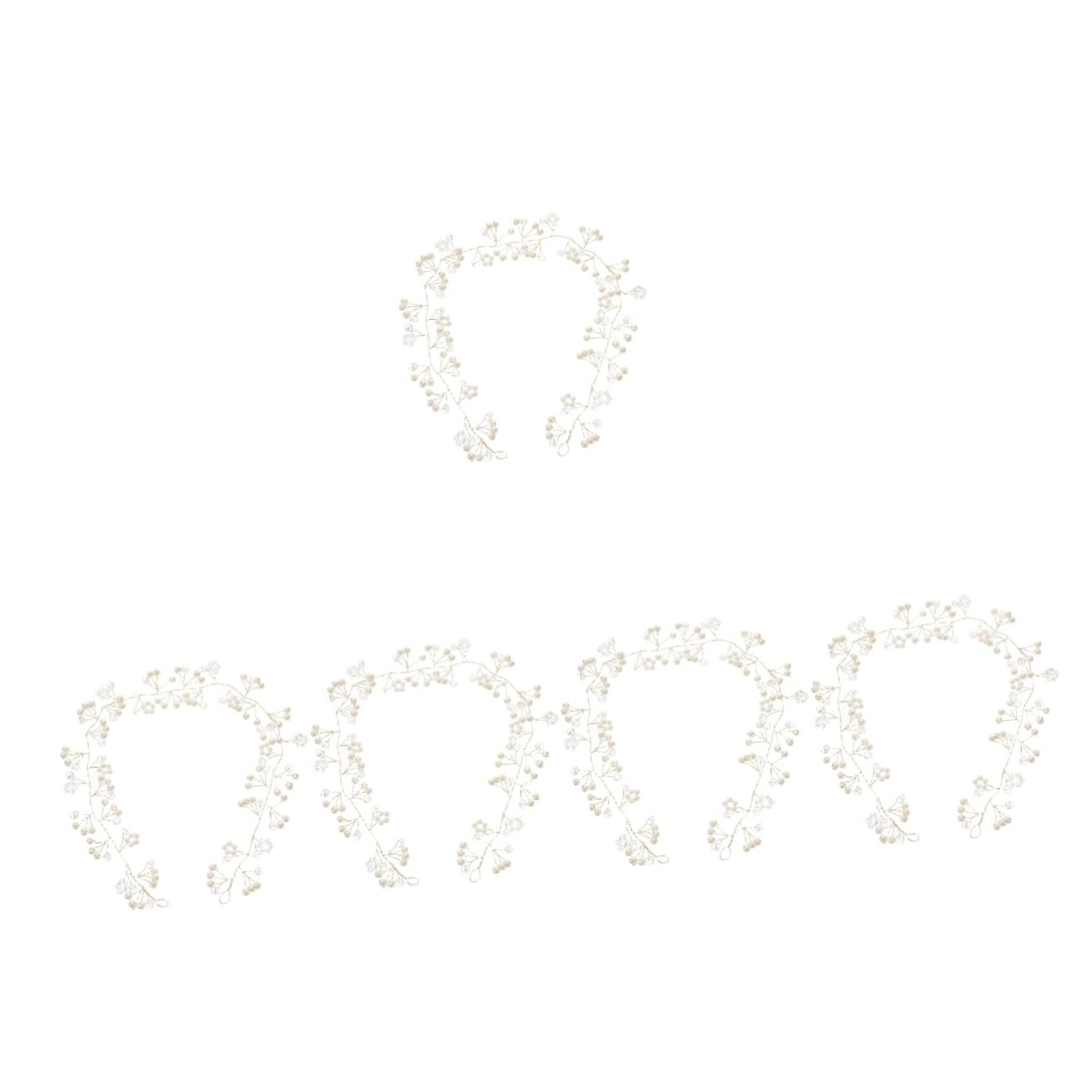 Healeved 5piezas Diadema De Perlas Elegante Para Novia Accesorio De Cabello Beaded Headband Para Fiestas y Bodas Tocado Para Niñas y Adultas Para Cosplay y Fotografía