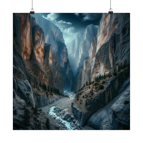 Samaria Gorge, Crete – Dramatic Vertical Cliffs Matte Poster, Made in USA, 18x18 Inch