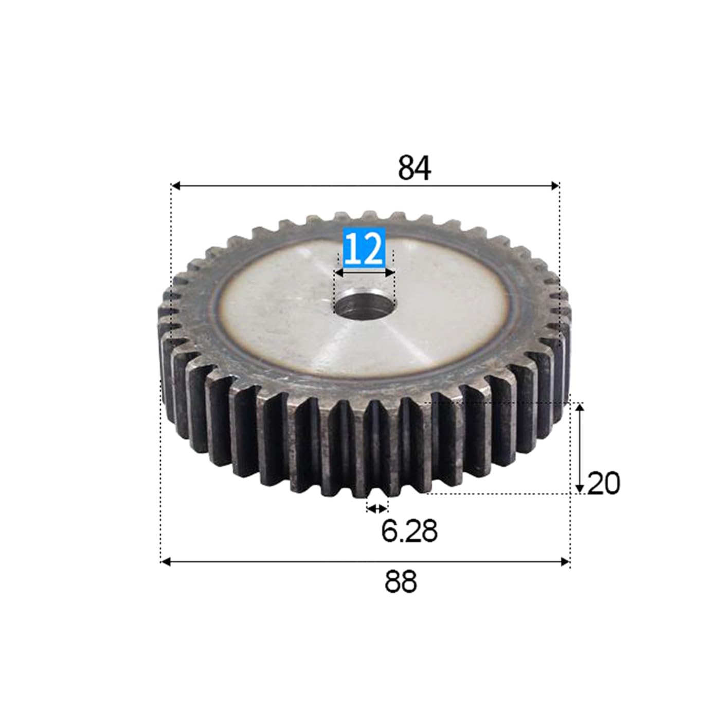 1 Stück 2 Modul 42 Zähne Hochfrequenz-Abschreck-Stirnrad aus Kohlenstoffstahl, Höhe 20mm