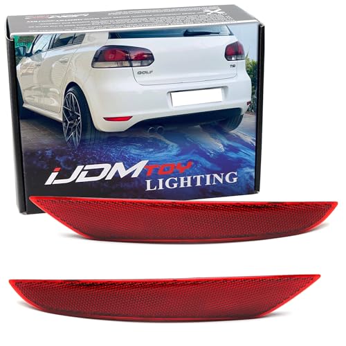 iJDMTOY OE-Spec Red Lens Rear Bumper Reflector Replacements Compatible With
