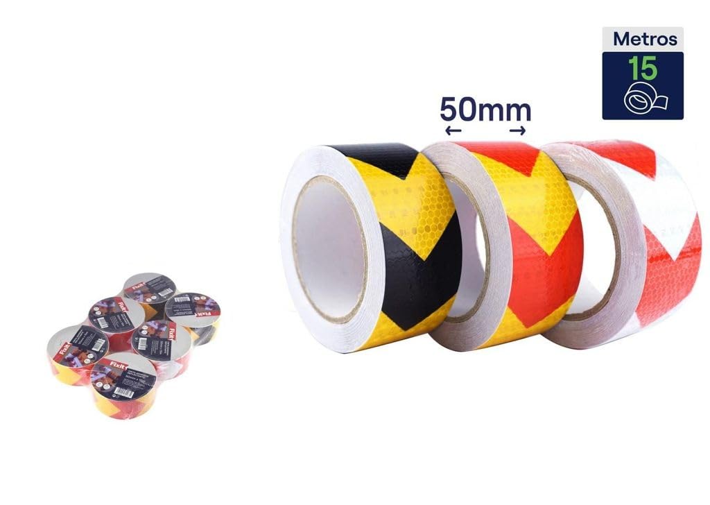 DRW Cinta señalizacion Reflectante Flecha Adhesiva 6 Unidades 50mm x 15 m