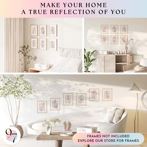 97 Decor Pink Botanical Wall Art - Pink Flower Wall Art Blush Floral Prints, Minimalist Plant Line Art Poster, Light Pink Flower Pictures Wall Decor, Botanical Artwork for Bedroom (8x10 Unframed) - Image 5