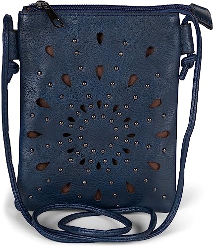 styleBREAKER Bolsa de hombro para damas con cortes en forma de flor étnica y tachuelas, bolsa de...