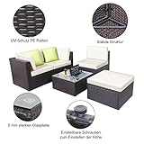 Polyratten Lounge 5 Teilig Sitzgruppe Gartenmöbel Garnitur für 3-4 Personen - 3