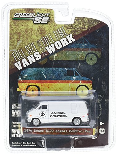 Greenlight 1976 Dodge B-100 Van Animal Control Hobby Exclusive 1/64 Diecast Car Model