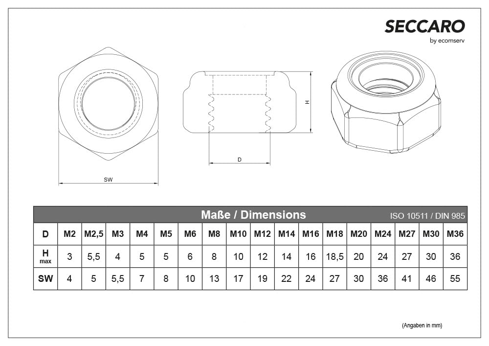Dadi Di Bloccaggio M8 In Acciaio Inox - 20 Pezzi, DIN 985/ISO 10511, Per Fissaggi Sicuri - Foto 5