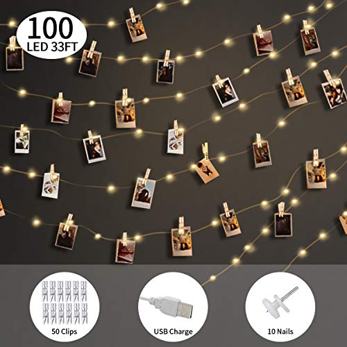 king do way String Lights 50LED Fairy Lights with 50 Photo Clips 17FT USB Powered Warm White Waterpr - //coolthings.us