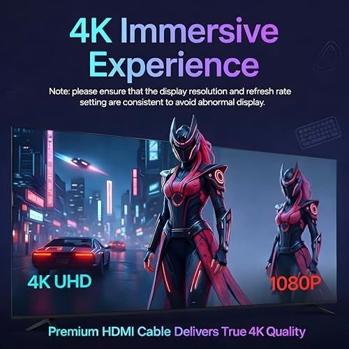 Image of 4K HDMI Cable 10 Meter, HDMI 2.0 High Speed Cable with Blue Metal Connectors, Supports 4Kx2K Ultra HD, HDR, Mirror & Extended Mode for Gaming, Laptop, TV, Monitor, Projector