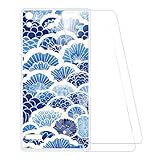 ESCAMOT Bedruckte Hülle + 2 Glas Schutzfolie Kompatibel mit Huawei Ascend P6, Stoßfeste Weiche Cover & HD Klare Tempered Glass Folie (Welle)