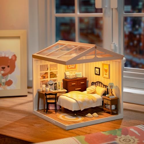 Rolife Miniaturhaus Bausätze Super World Puppenhaus Modellbausätze mit Möbeln und Zubehör Weihnachtspuppenhaus für Mädchen Bastelbausätze für Erwachsene (Dach)