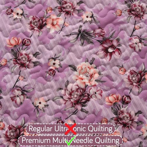 Image of HOKIPO 'Florentina Series' Premium Holland Velvet Sofa Arm Cover with Foam Filling & Anti Slip Backing | 2 Pcs | Peony Lavender (IN-876-V6*2S)