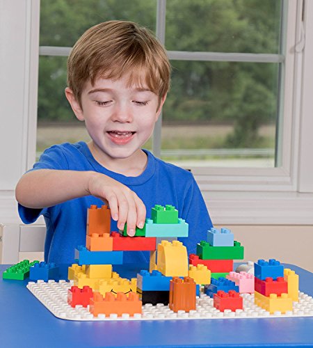 Strictly Briks Classic Big Briks Baseplate 100% Compatible With All Major Brands | Large Pegs For Toddlers | 13.75" X 16.25" Building Brick | Tight Fit Stackable Base Plate | White #TOP4