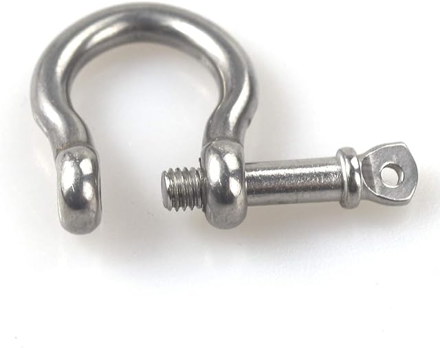 Pack-of-10 M4 D Bow Ring Shackle Locks 304 Stainless Steel for Heavy Duty Rigging, Hauling, Steel Chain Link